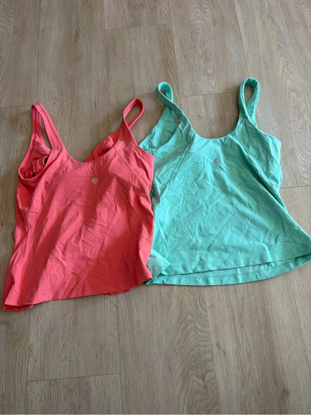 Lululemon Align Full Length Tops Women's Scoop Neck Tank Top - Coral and Mint 6 - Picture 4 of 4